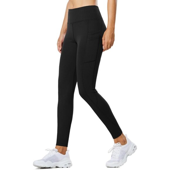 Women's Fleece Lined Leggings Water Resistant Thermal High Waist with Pockets - Picture 6 of 8